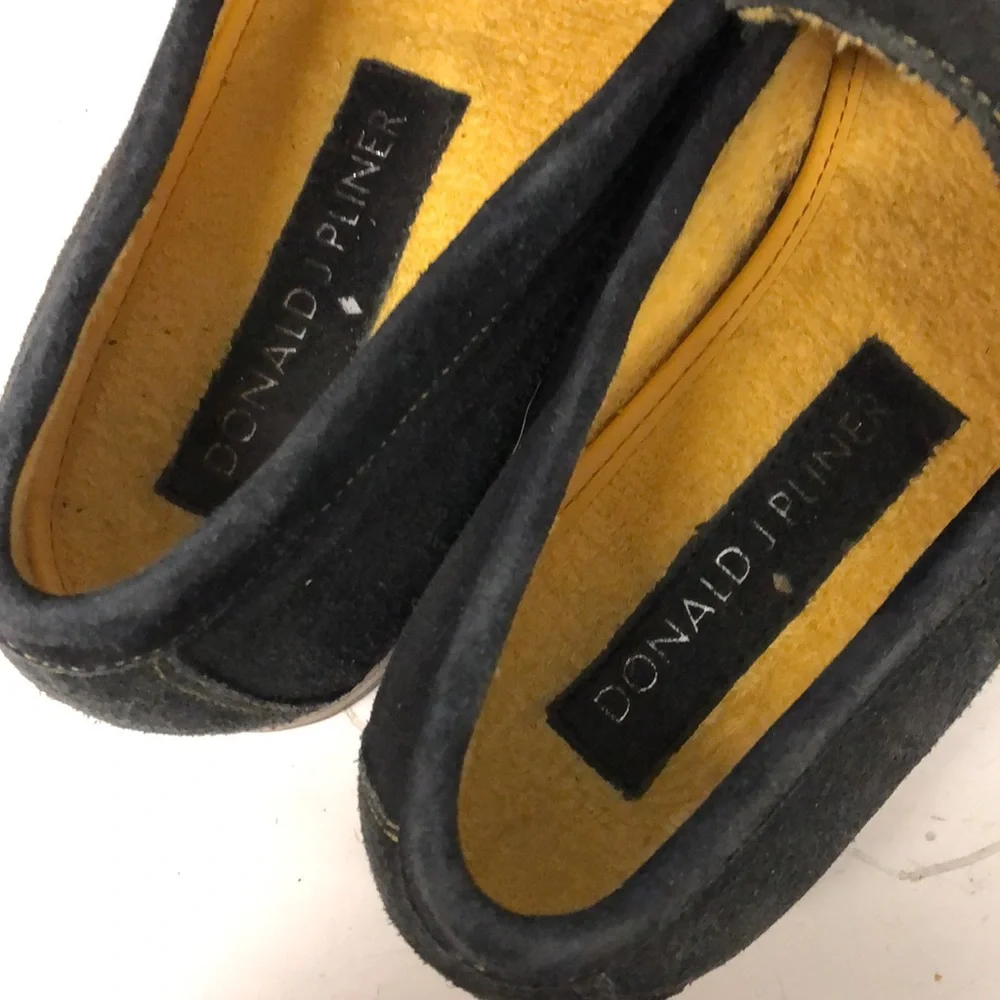 Donald J. Pliner NAWA Mens charcoal/yellow Suede Leather Loafers Size‎ 9